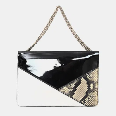 Pre-owned Givenchy Black Patent/snake Print Leather Cross 3 Bag With Strap