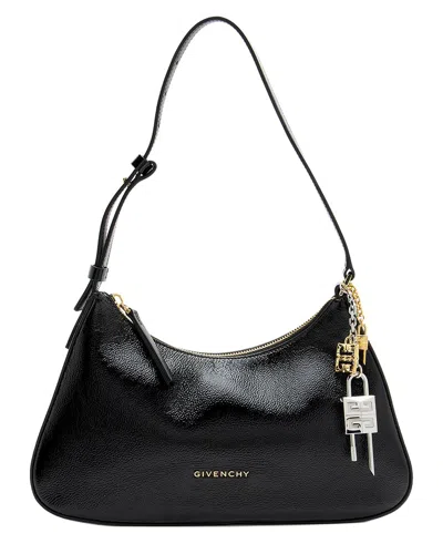 Pre-owned Givenchy Black Pebbled Patent Leather Lucky Lock Small Shoulder Bag (authentic  Pre-loved)