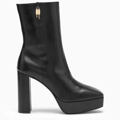 Givenchy Black Platform Ankle Boots With 4g Padlock For Women