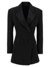 Givenchy Double-breasted Silk-blend Satin-trimmed Wool-twill Blazer In Black