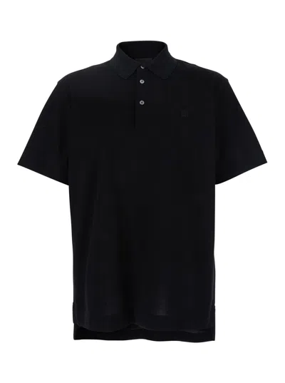 Givenchy Black Polo Shirt With Logo Embroidery On The Front In Cotton Man