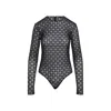 Givenchy Womens Monogram-print Long-sleeves Stretch-woven Body Black Silvery In Black