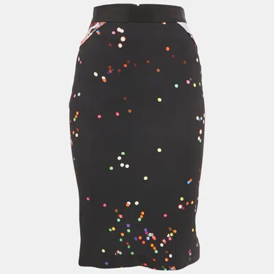 Pre-owned Givenchy Black Print Crepe Midi Skirt S