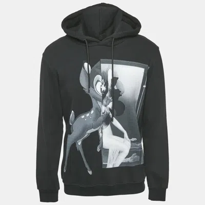 Pre-owned Givenchy Black Printed Cotton Hooded Sweatshirt M