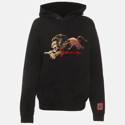 Pre-owned Givenchy Black Printed Jersey Long Sleeve Hoodie Xl