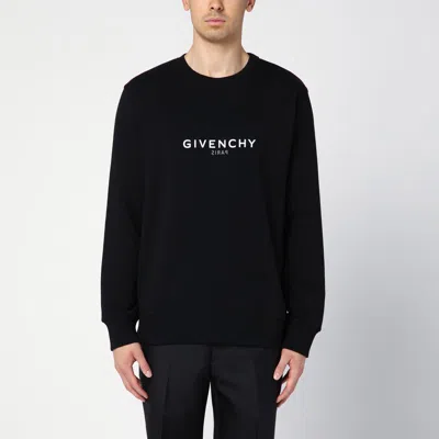 Givenchy Black Reverse Cotton Crewneck Sweatshirt With Logo