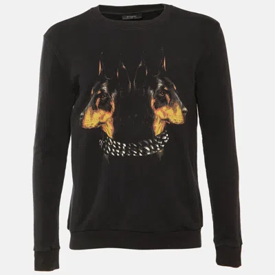 Pre-owned Givenchy Black Rotweiler Printed Cotton Knit Sweatshirt Xs