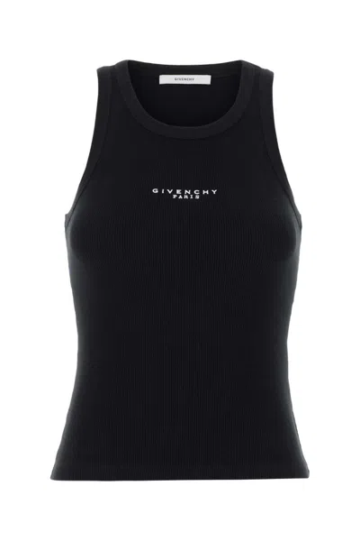 Givenchy Black Round Neck Ribbed Tank Top