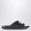 Givenchy Black Sandals With Wide Band And Contrasting Logo Patch In Rubber Man In Black