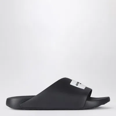 Givenchy Black Sandals With Wide Band And Contrasting Logo Patch In Rubber Man