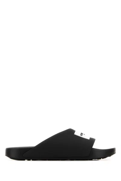 Givenchy Black Sandals With Wide Band And Contrasting Logo Patch In Rubber Man