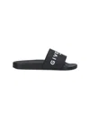 Givenchy Black Flat Slides With Logo In Polyurethane Man In Black
