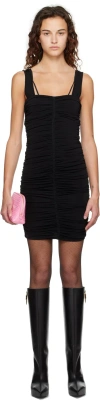 Givenchy Cold-shoulder Crochet-trimmed Ruched Stretch-jersey Mini Dress In 001 Black