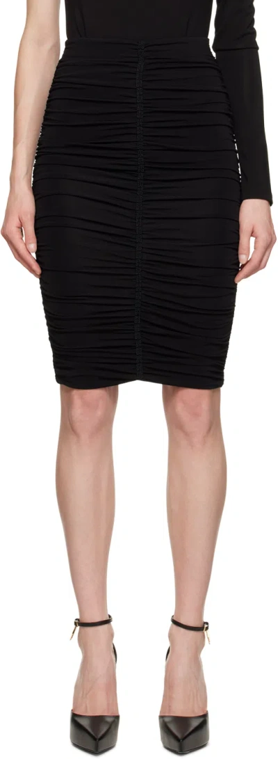 Givenchy Ruched Crochet-trimmed Stretch-jersey Midi Skirt In Black
