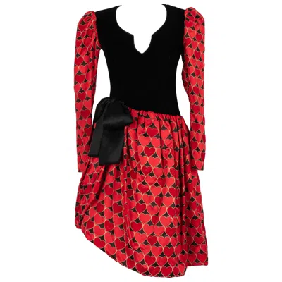 Pre-owned Givenchy Black Satin And Velvet Dress Haute Couture 34fr/36fr