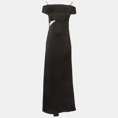 Pre-owned Givenchy Black Satin Off Shoulder Long Dress M
