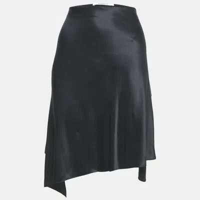 Pre-owned Givenchy Black Satin Silk Ruffle Mini Skirt M