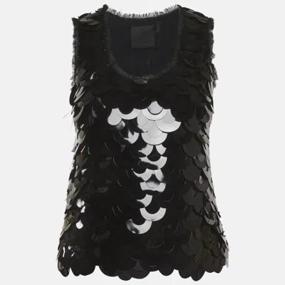 Pre-owned Givenchy Black Sequin Tulle Sleeveless Top S