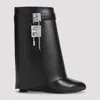Givenchy Shark Lock 90 Leather Ankle Boots Shoes In Black