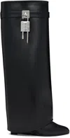 Givenchy Shark Lock Calf Leather Knee-high Boots In 001-black