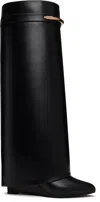 Givenchy Women Black Sandals With Logo Plaque On The Front And High Wedge Heel In Leather Woman In Black