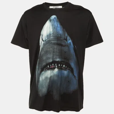 Pre-owned Givenchy Black Shark Print Cotton Crew Neck T-shirt M