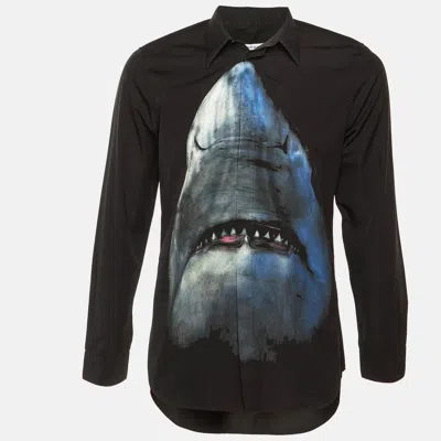 Pre-owned Givenchy Black Shark Printed Cotton Shirt M