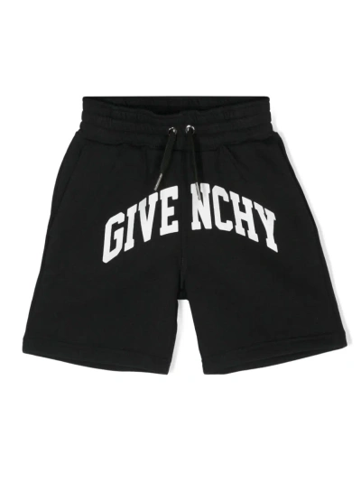 Givenchy Kids' Black Shorts With Arched Logo