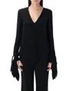 Givenchy Deep V Neck Blouse Ribbon
