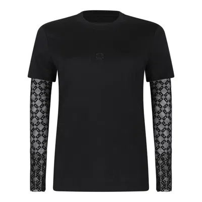 GIVENCHY GIVENCHY BLACK SILVERY COTTON T-SHIRTS AND POLOS