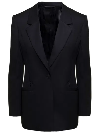 Givenchy Black Single-breasted Jacket With Notched Revers In Wool And Mohair Woman In Multicolor