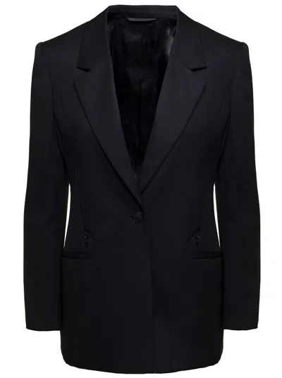 Givenchy Black Single-breasted Jacket With Notched Revers In Wool And Mohair Woman In Multicolor