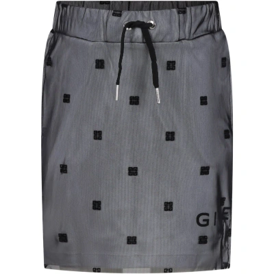 Givenchy Kids' Black Skirt For Girl With All Over 4g Motif In Nero