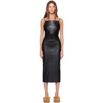 Givenchy Black Sliced Midi Dress In 001-black