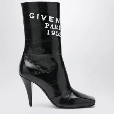 GIVENCHY BLACK SLICED SQUARE GIVENCHY TAPE ANKLE BOOTS