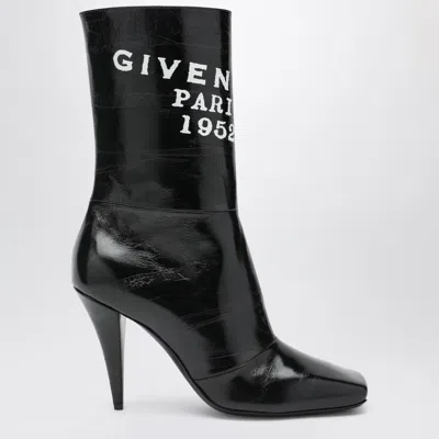 GIVENCHY GIVENCHY BLACK SLICED SQUARE GIVENCHY TAPE ANKLE BOOTS