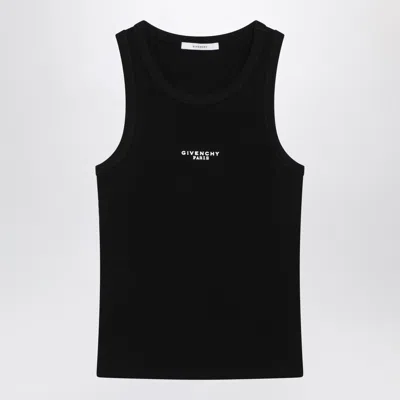 Givenchy Black Slim Cut Tank Top With Logo In Multi