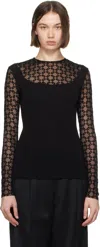 Givenchy Viscose Top With Geometric Pattern And Sheer Sleeves In 001-black