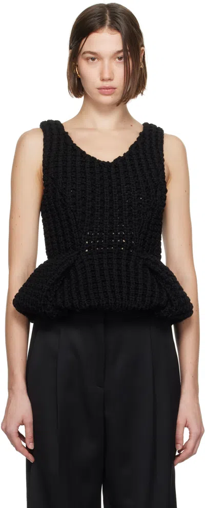 GIVENCHY BLACK SLIM FIT PEPLUM TANK TOP