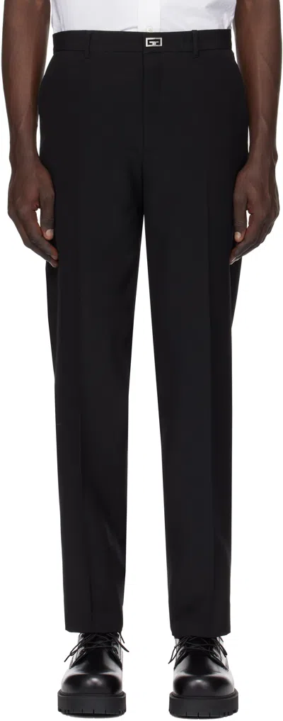 Givenchy Black Slim Fit Tailored 2g Clip Trousers In 001 Black