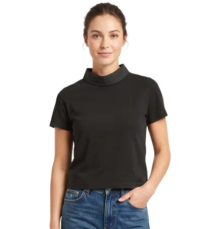 GIVENCHY BLACK SOLID MOCK COLLAR T-SHIRT