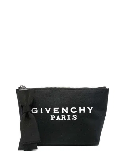 Pre-owned Givenchy Black Spandex Small Logo Bow Pouch (authentic Pre-loved)