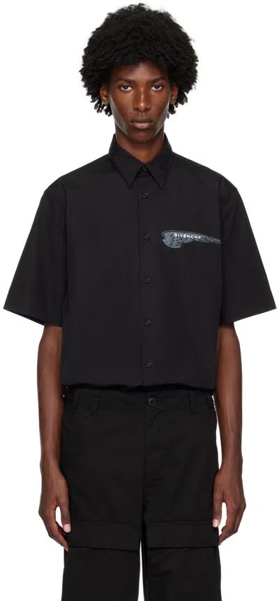 GIVENCHY BLACK SPREAD COLLAR SHIRT