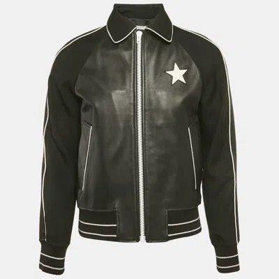 Pre-owned Givenchy Black Star Applique Leather Zip-up Jacket M