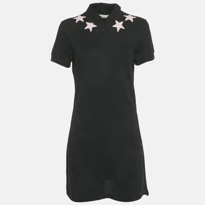 Pre-owned Givenchy Black Stars Applique Pique Polo Dress L
