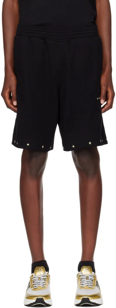 Givenchy Black Stars Shorts In 001-black