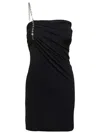 Givenchy Black Strapless Draped Dress With Chain In Polyamide Woman In Black