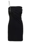 Givenchy Black Strapless Draped Dress With Chain In Polyamide Woman In Black