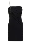 Givenchy Black Strapless Draped Dress With Chain In Polyamide Woman In Black