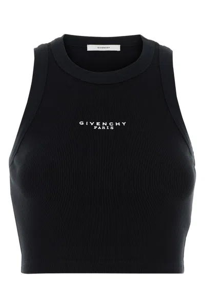 GIVENCHY BLACK STRETCH COTTON CROP-TOP